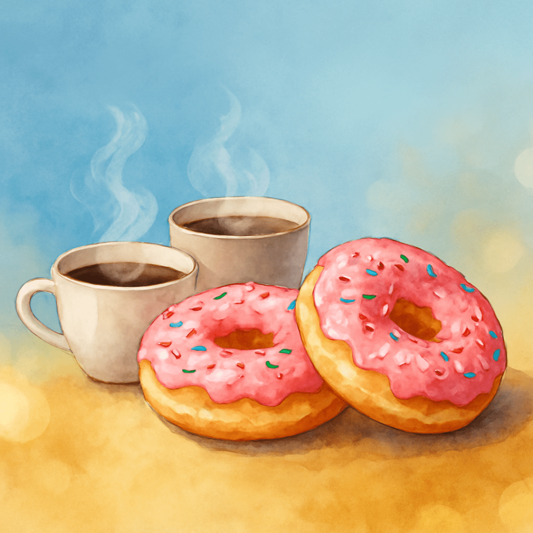 Coffee and donuts at Desert Donuts